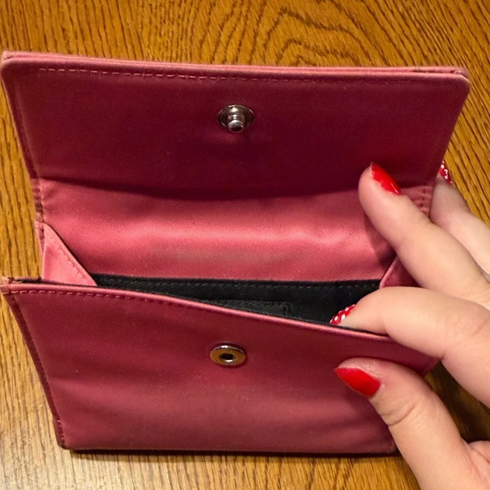 kate spade Pink Fold-Over Nylon Wallet with Logo Patch